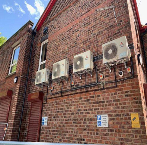 Installation of Mitsubishi heavy industries compact ceiling cassette system within a clinic in Whiston